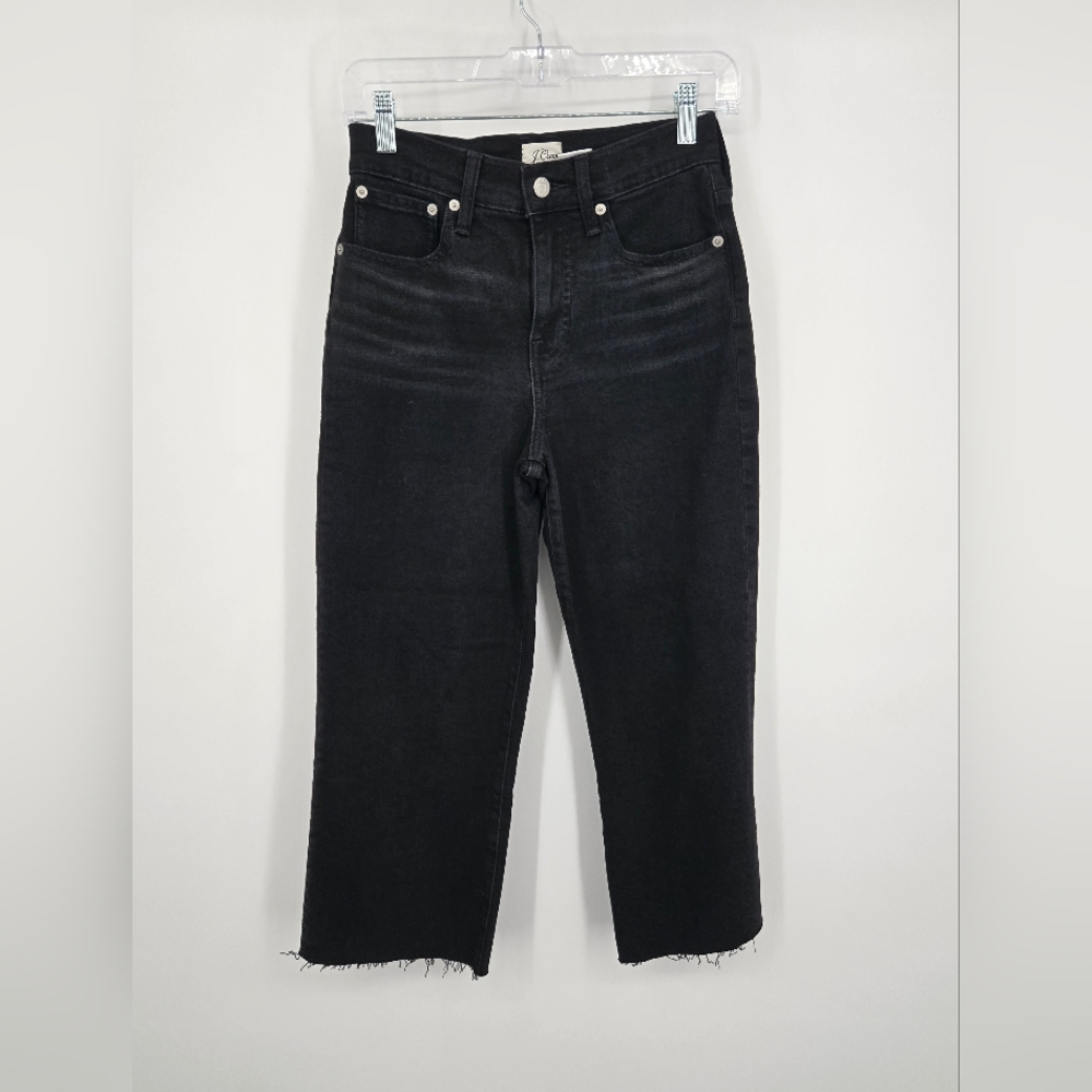 J. Crew Black Slim Wide-Leg Jeans 25 Waist Petite NWT (6497)